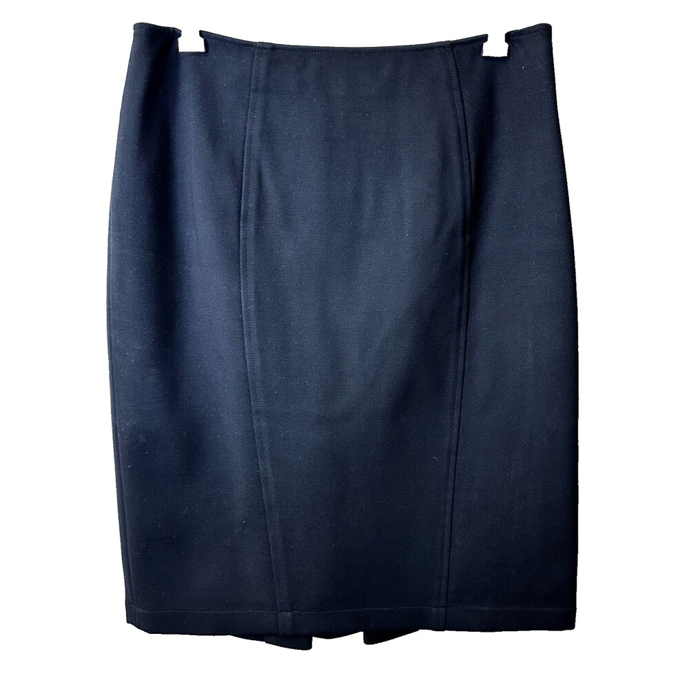 Carlisle Women's Black Back Pleat Stretch Knee Length Pencil Skirt Sz 6/8